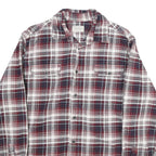 JACHS Mens White & Red Check Shirt L Long Sleeve Cotton Casual