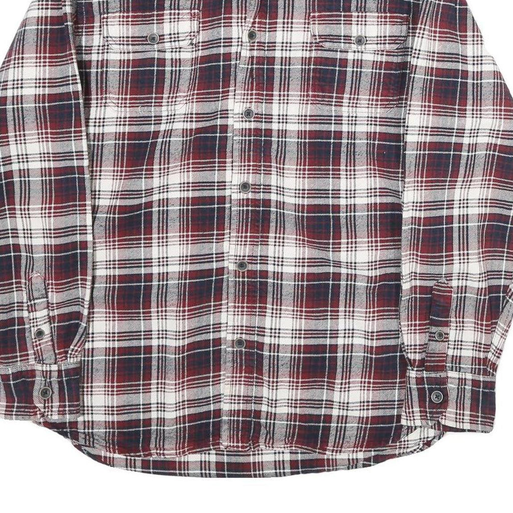 JACHS Mens White & Red Check Shirt L Long Sleeve Cotton Casual