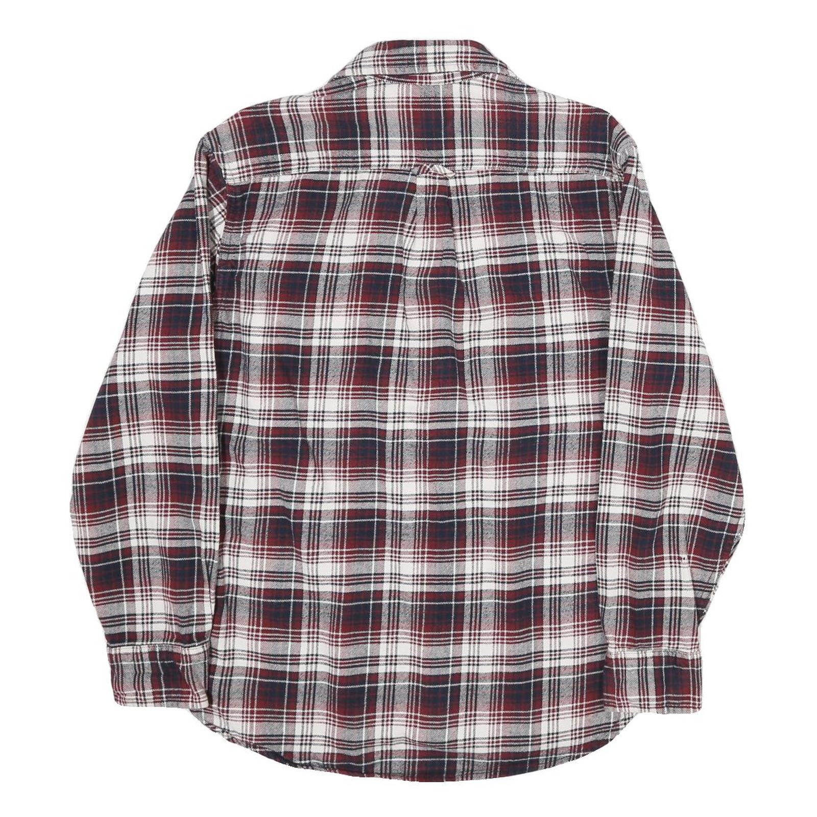 JACHS Mens White & Red Check Shirt L Long Sleeve Cotton Casual