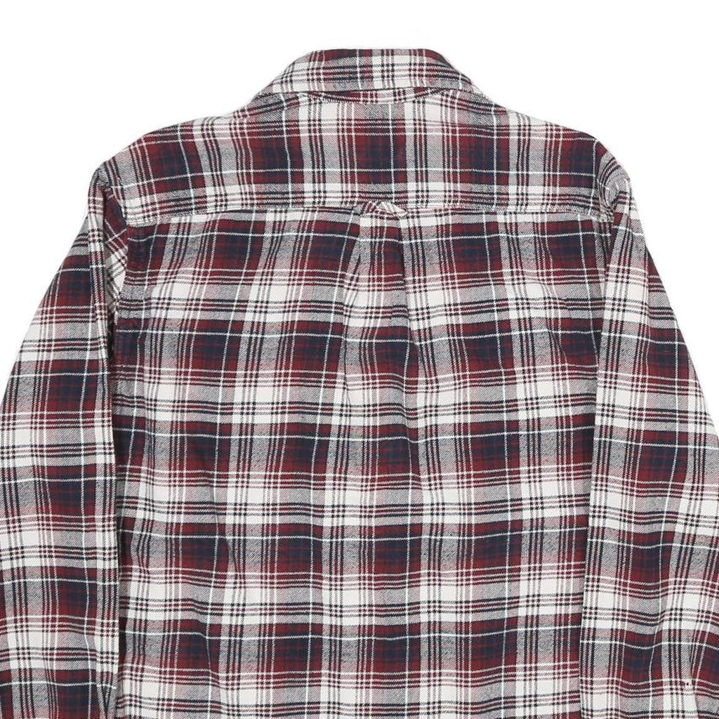 JACHS Mens White & Red Check Shirt L Long Sleeve Cotton Casual