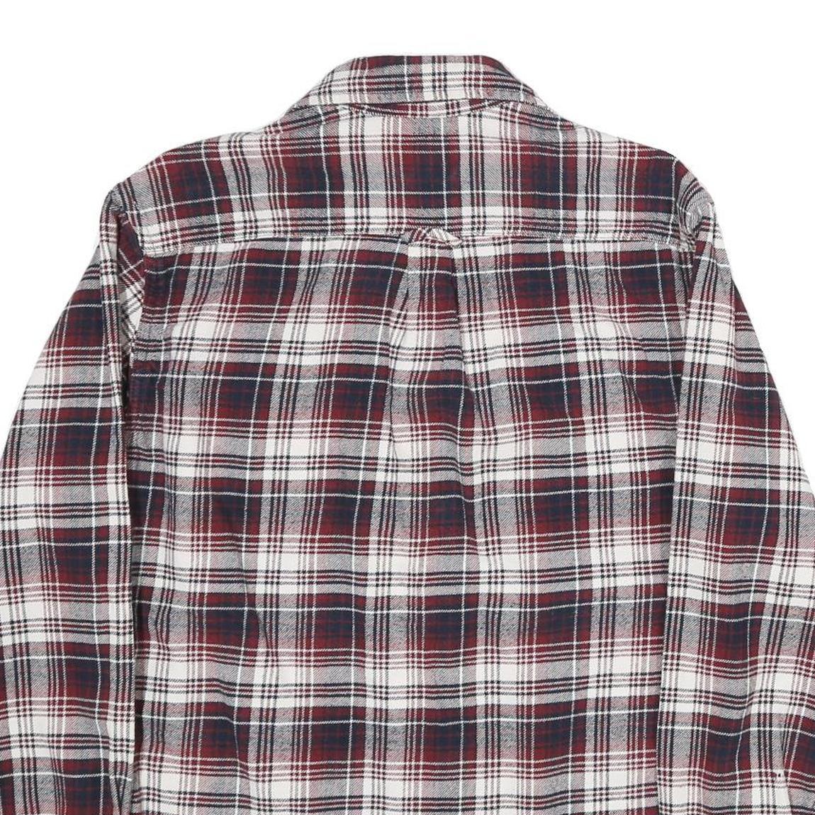 JACHS Mens White & Red Check Shirt L Long Sleeve Cotton Casual