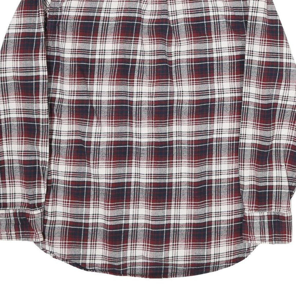 JACHS Mens White & Red Check Shirt L Long Sleeve Cotton Casual