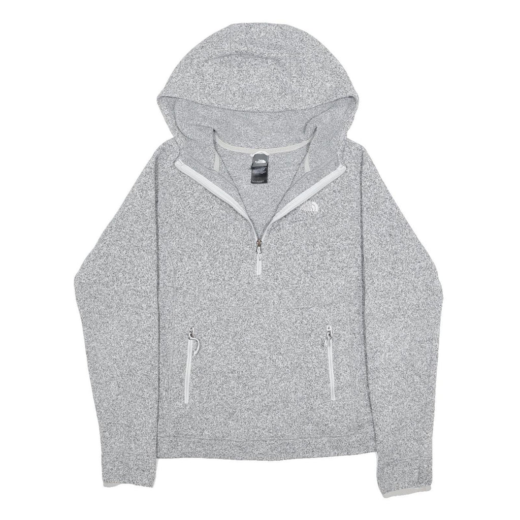 THE NORTH FACE Womens Grey Pullover Hoodie M ¼ Zip Zipped Pockets