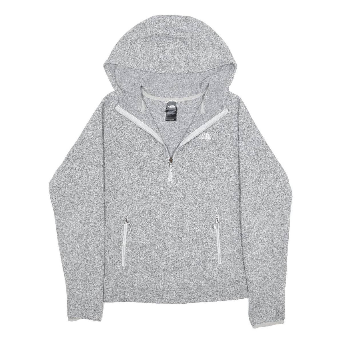 THE NORTH FACE Womens Grey Pullover Hoodie M ¼ Zip Zipped Pockets