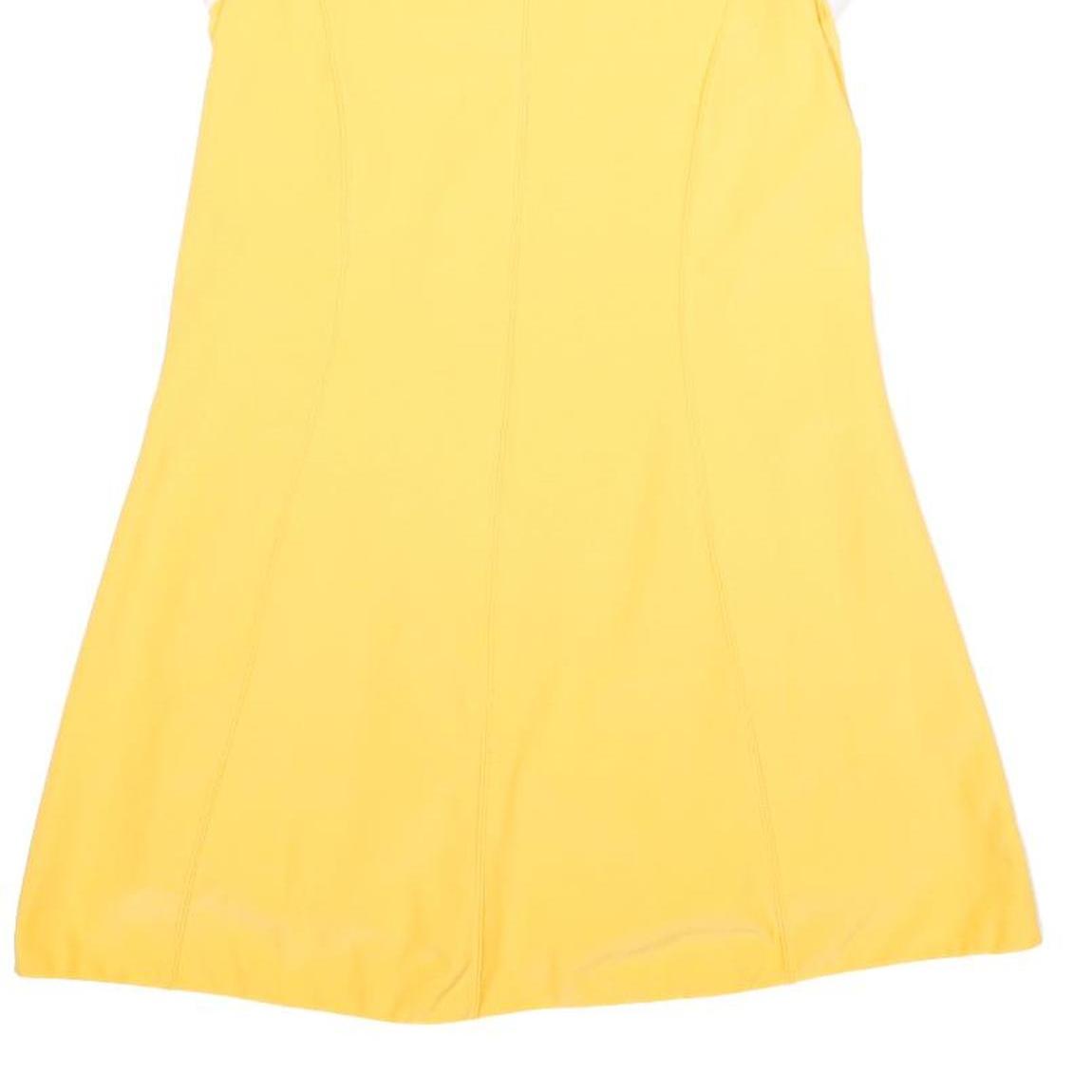 NIKE Court Womens Yellow & White Tennis Dress Blend Jersey Sleeveless Round