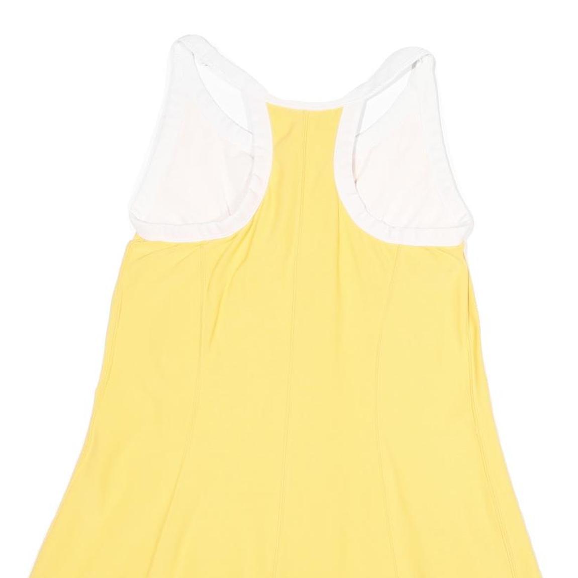 NIKE Court Womens Yellow & White Tennis Dress Blend Jersey Sleeveless Round
