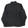 Womens Black Basic Long Sleeve Button Neck Plain Top L Elegant Officewear
