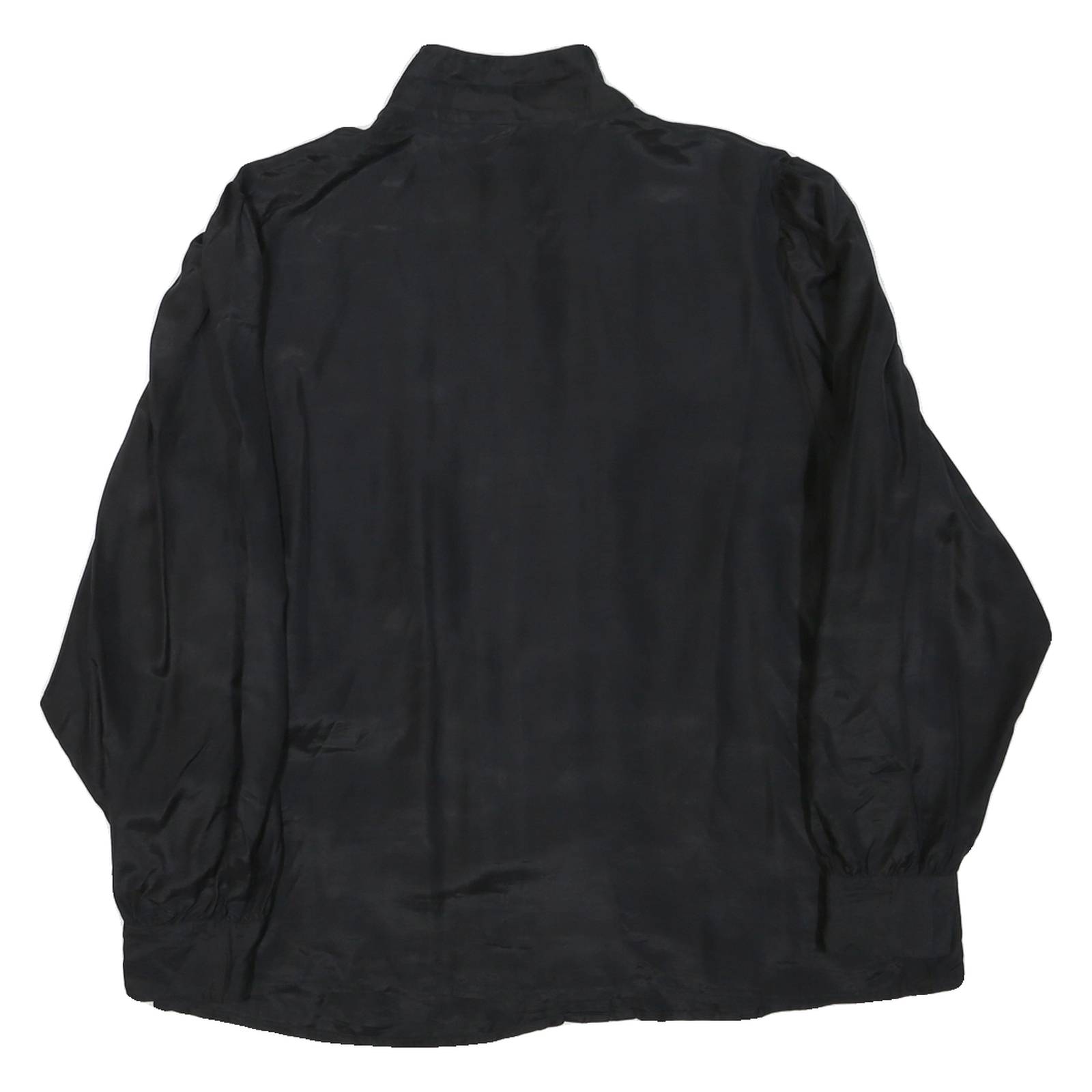 Womens Black Basic Long Sleeve Button Neck Plain Top L Elegant Officewear