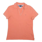 TOMMY HILFIGER Womens Orange Polo Shirt Short Sleeve M Cotton Blend Casual