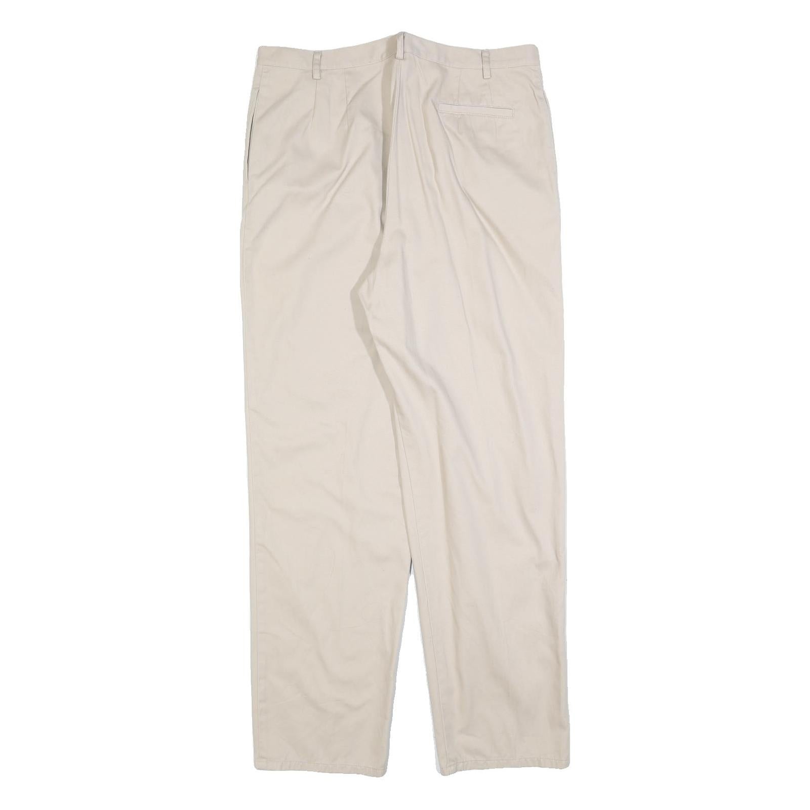 PENDLETON Womens Cotton Blend Cream Relaxed Straight Trousers W34 L30