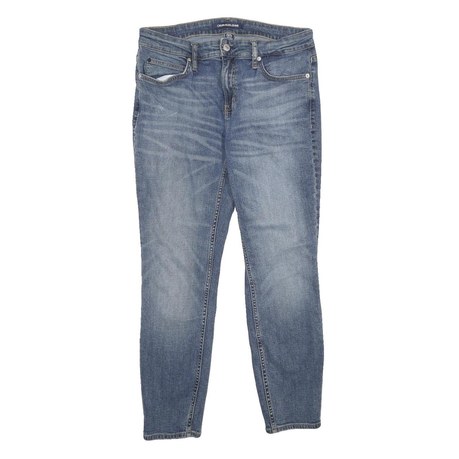 CALVIN KLEIN JEANS Mens Blue Slim Skinny Denim Medium W30 L27 Zip Casual