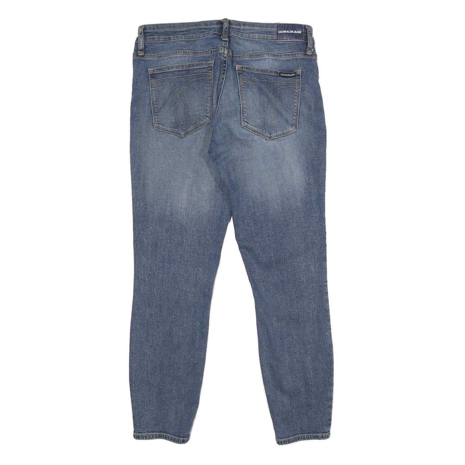 CALVIN KLEIN JEANS Mens Blue Slim Skinny Denim Medium W30 L27 Zip Casual