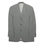 BALMAIN PARIS Mens Grey Wool Jacket M Plain Button Closure Classic Fit Tailored
