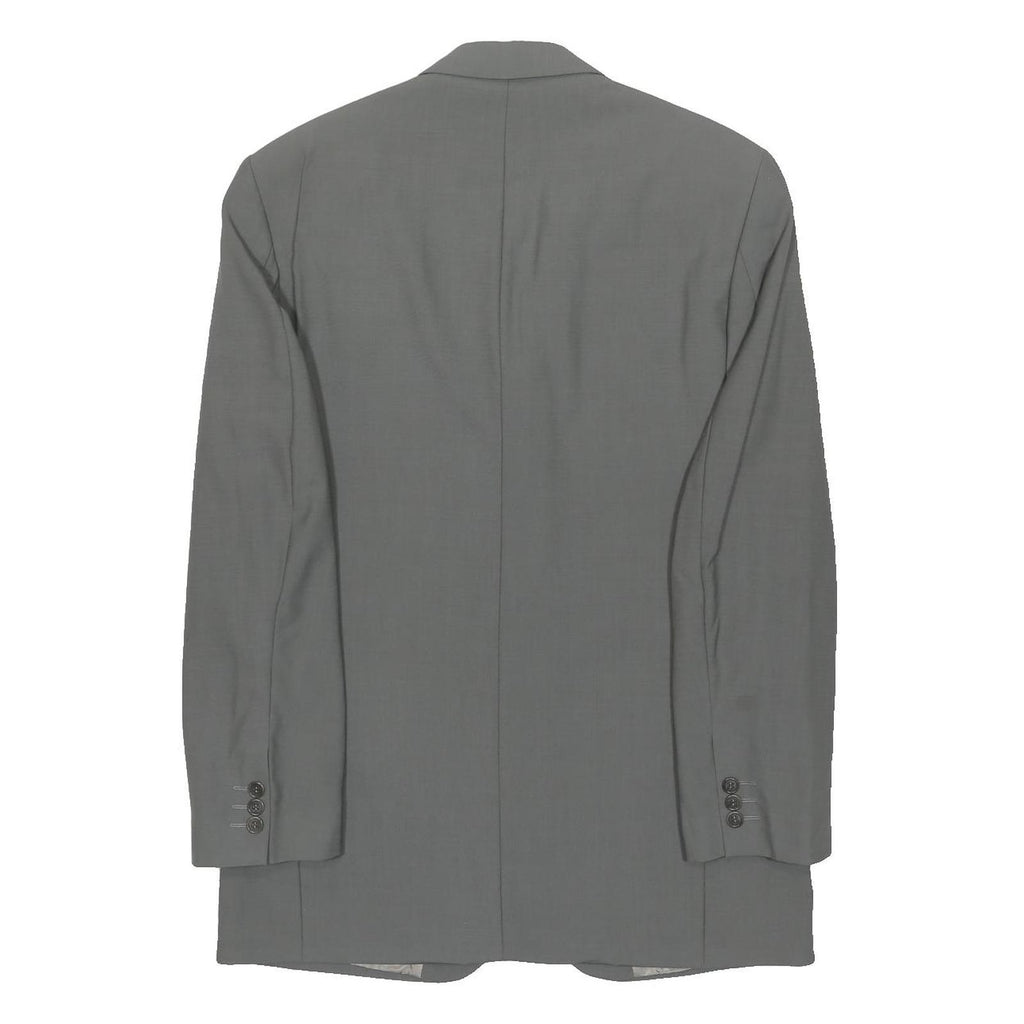 BALMAIN PARIS Mens Grey Wool Jacket M Plain Button Closure Classic Fit Tailored