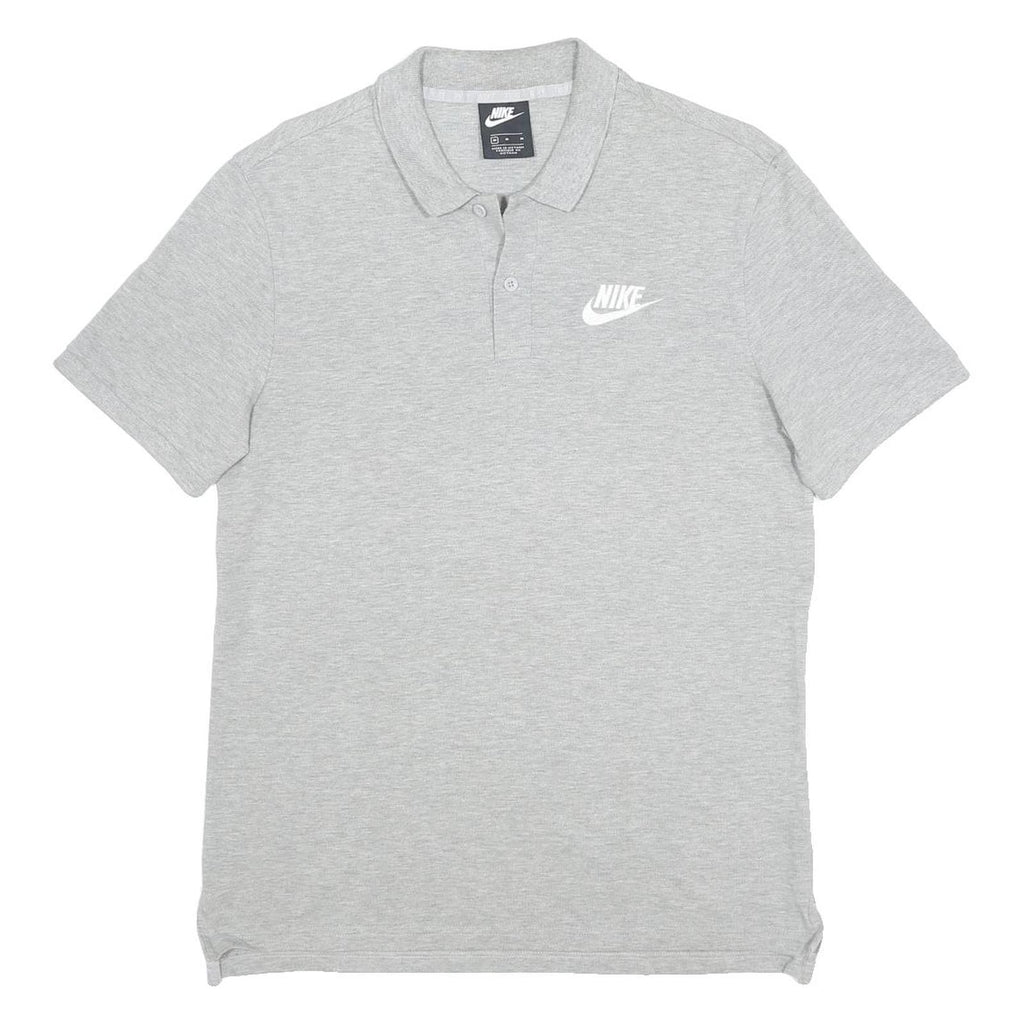 NIKE Mens Grey Short Sleeve Polo Shirt M Cotton Logo Casual Basic