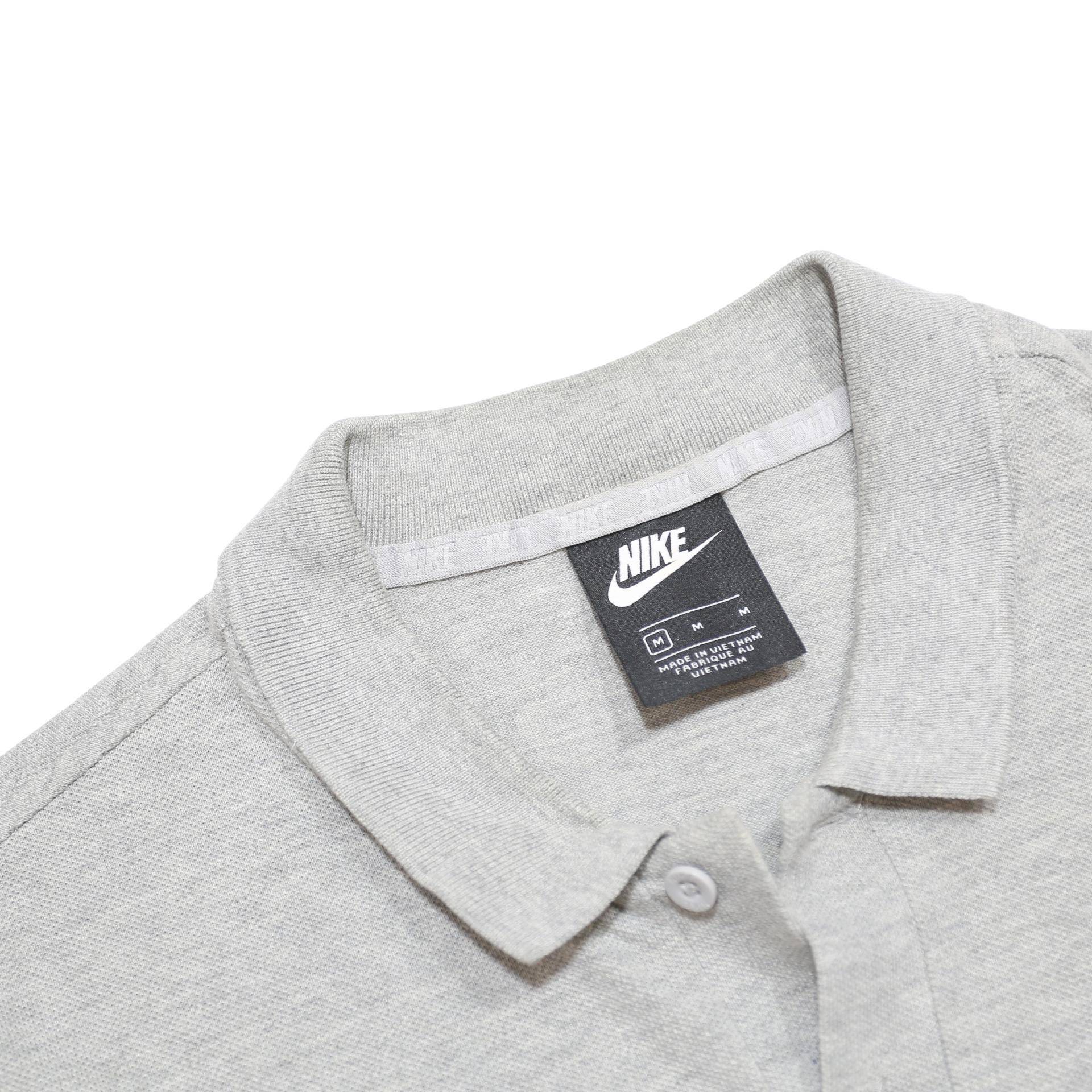 NIKE Mens Grey Short Sleeve Polo Shirt M Cotton Logo Casual Basic