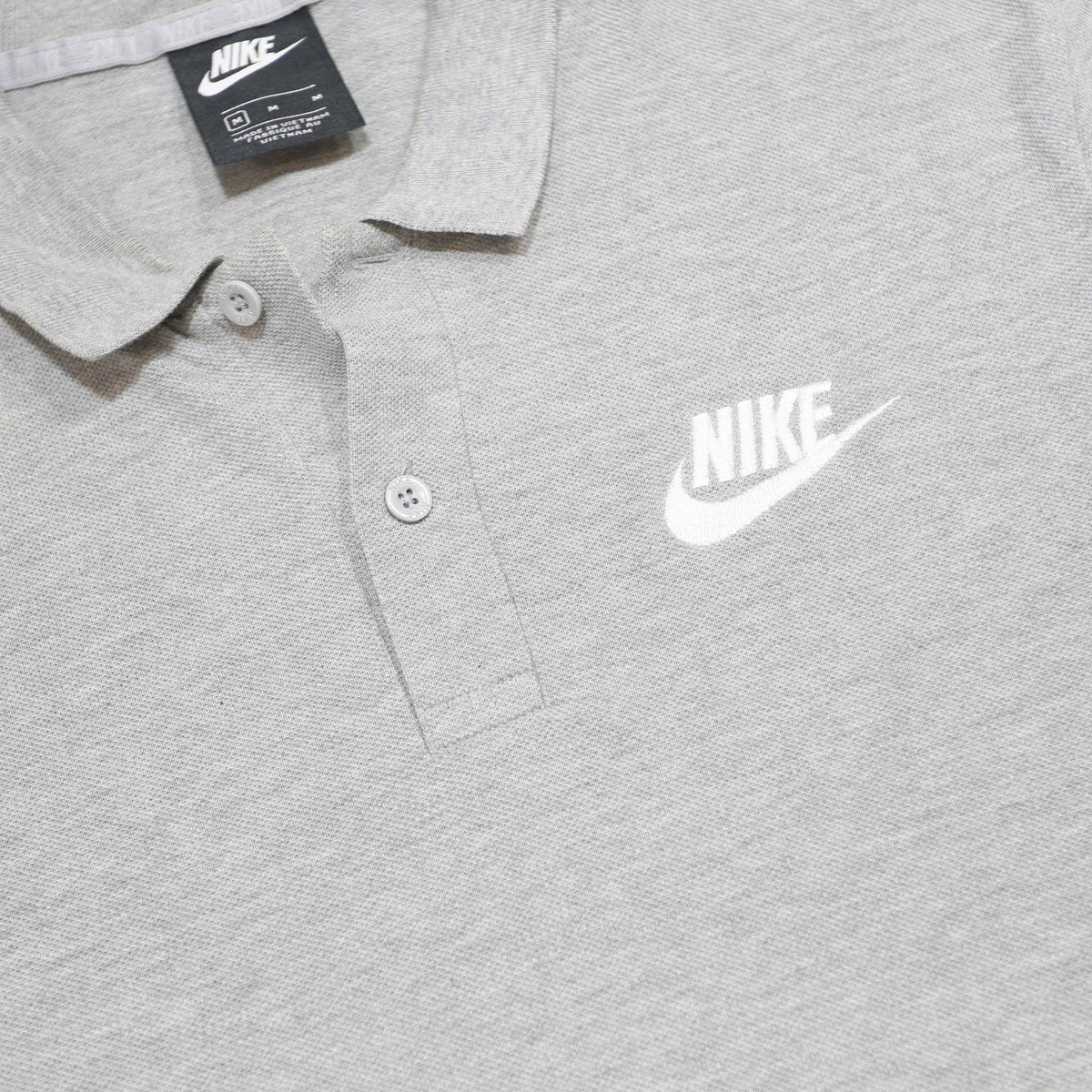 NIKE Mens Grey Short Sleeve Polo Shirt M Cotton Logo Casual Basic
