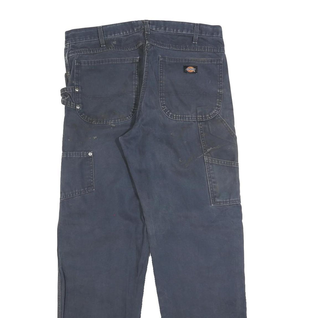 DICKIES Mens Relaxed Fit Navy Blue Workwear Denim Jeans W34 L34 Durable Zip