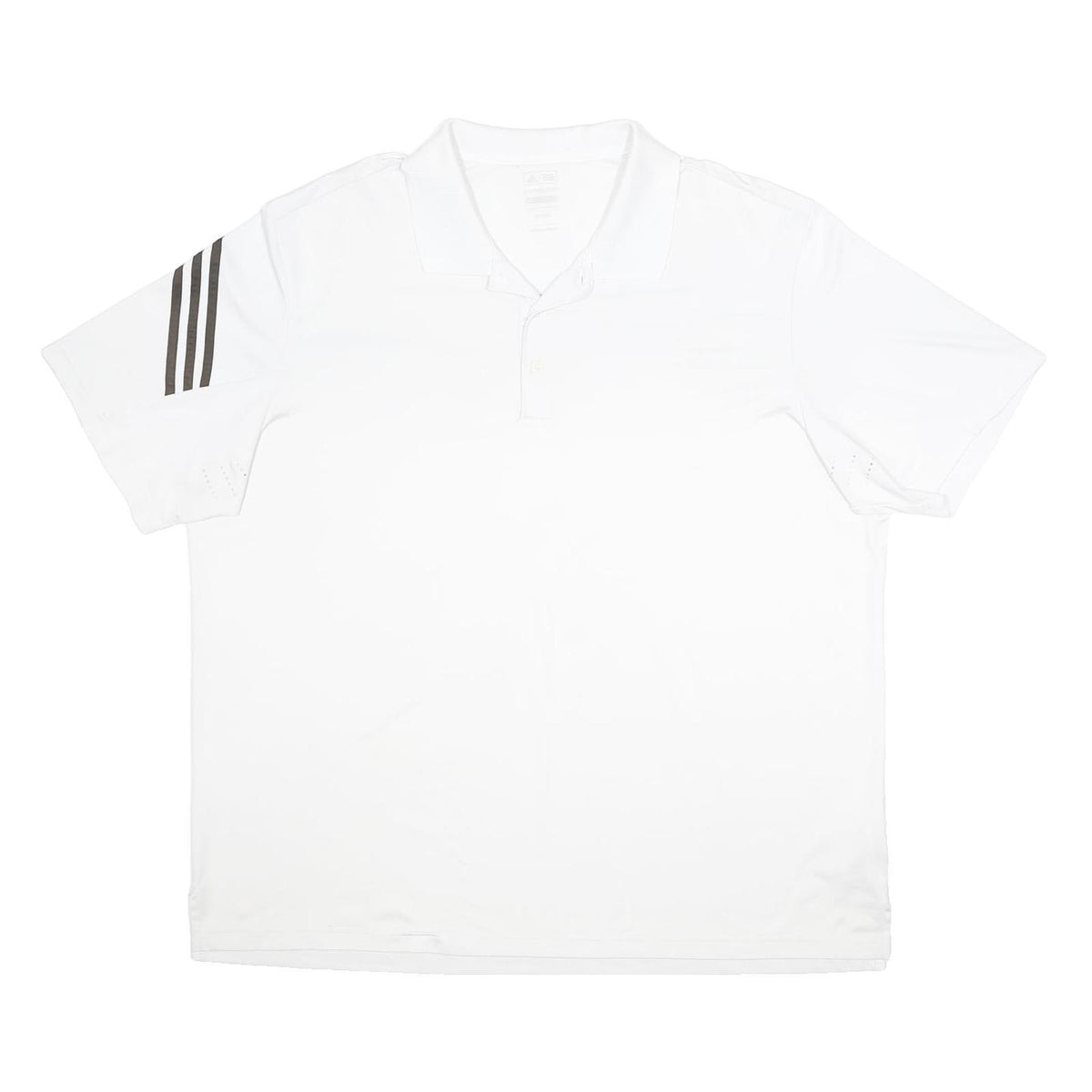 ADIDAS Mens White Black Stripe Short Sleeve Plain 2XL Sportswear Polo Shirt