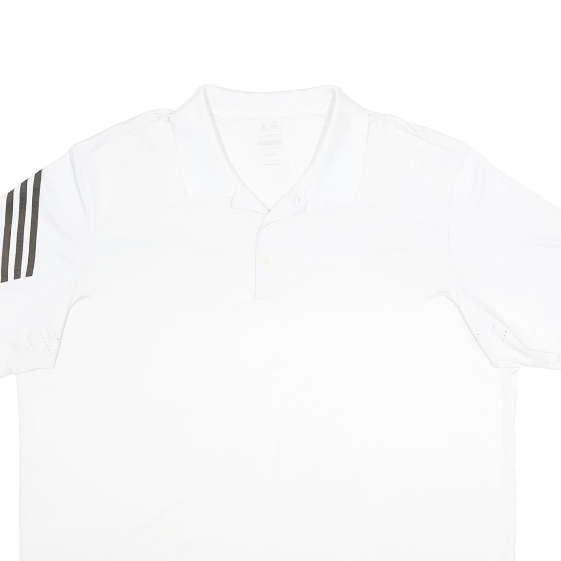 ADIDAS Mens White Black Stripe Short Sleeve Plain 2XL Sportswear Polo Shirt