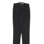 LEVI'S 721 Womens Slim Black Denim Jeans W25 L34 Cotton Blend Zip