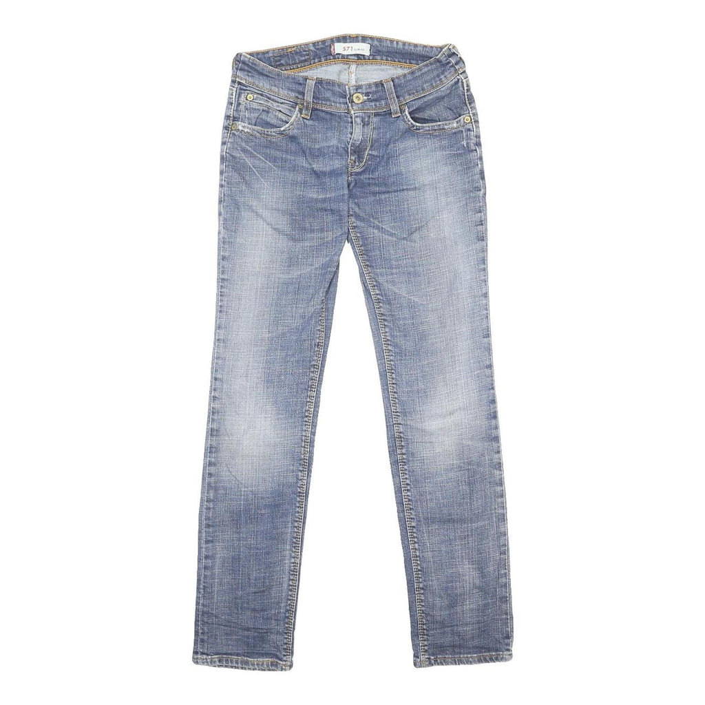 LEVI'S 571 Womens Slim Blue Denim Medium Wash W29 L32 Stretch Zip Slim Fit Jeans