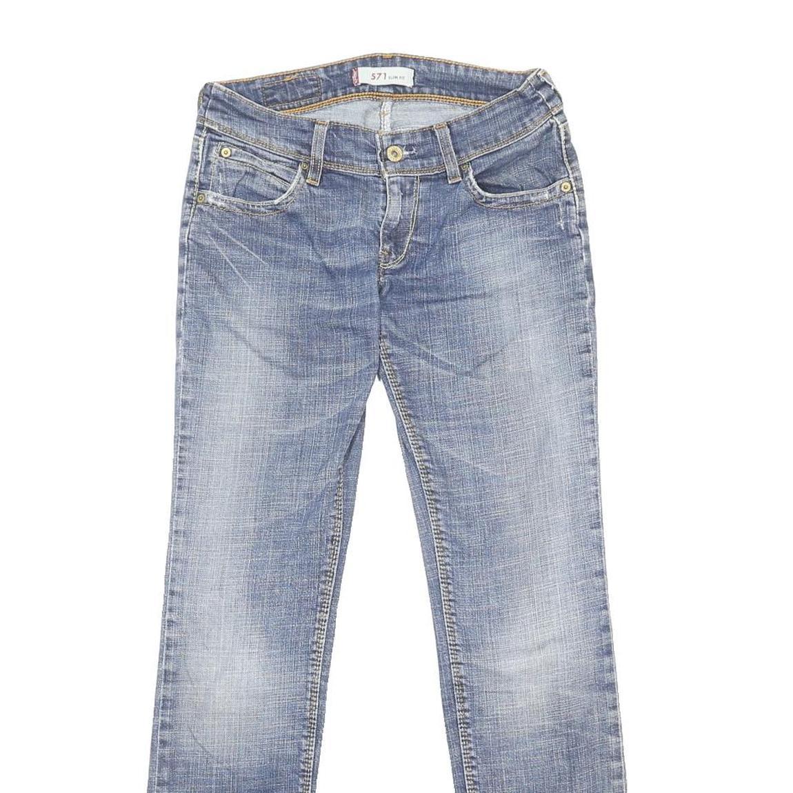 LEVI'S 571 Womens Slim Blue Denim Medium Wash W29 L32 Stretch Zip Slim Fit Jeans