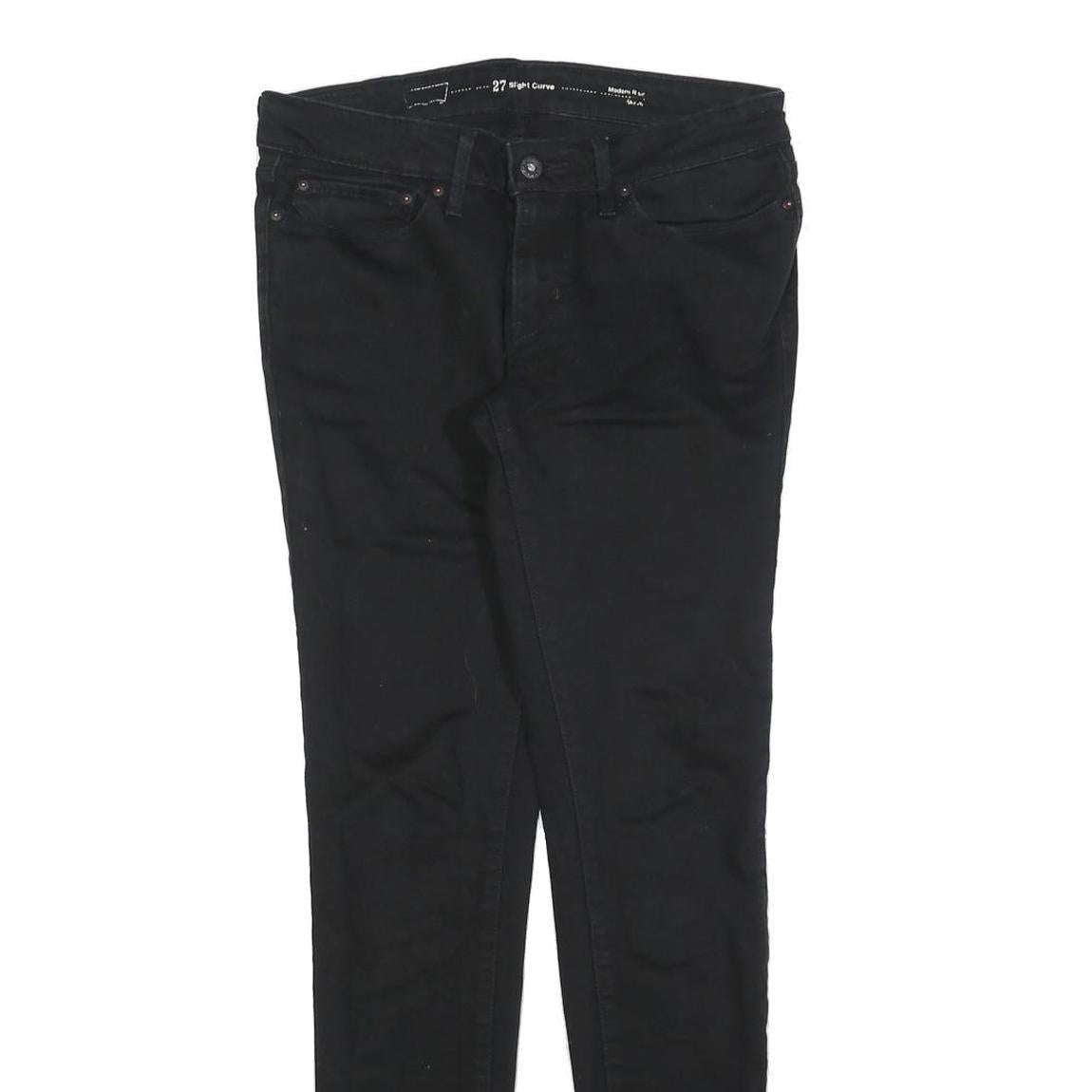 LEVI'S Womens Black Slim Skinny Denim Jeans Cotton Blend W27 L32 Classic Zip