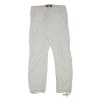 H&M Mens Relaxed Beige Cotton Blend Cargo Trousers W35 L31 Casual Zip Pocketed