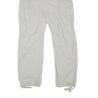 H&M Mens Relaxed Beige Cotton Blend Cargo Trousers W35 L31 Casual Zip Pocketed