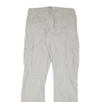 H&M Mens Relaxed Beige Cotton Blend Cargo Trousers W35 L31 Casual Zip Pocketed