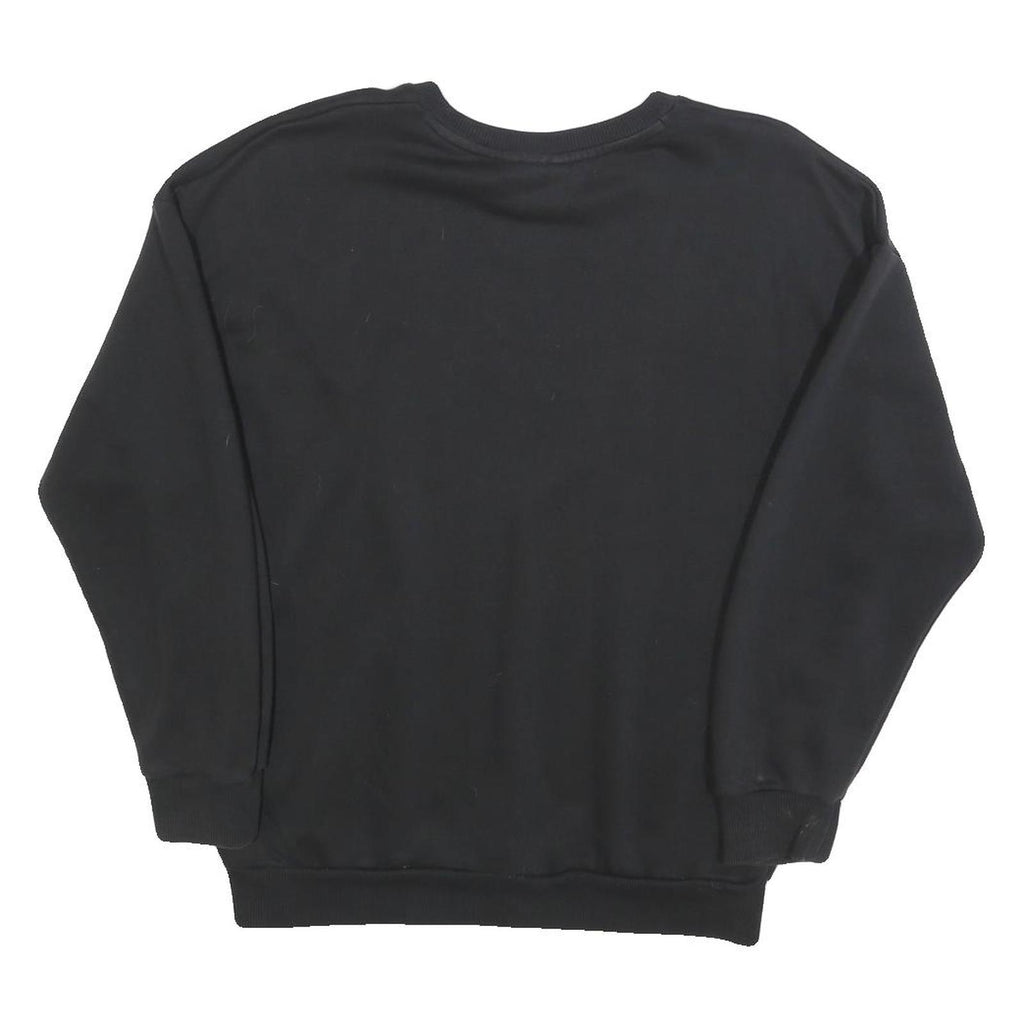 ADIDAS Womens Black Cotton Blend Crew Neck Sweatshirt UK 10 Logo Print Pullover