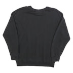 ADIDAS Womens Black Cotton Blend Crew Neck Sweatshirt UK 10 Logo Print Pullover