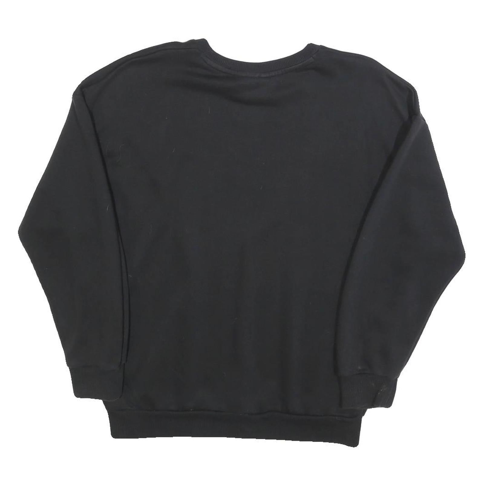 ADIDAS Womens Black Cotton Blend Crew Neck Sweatshirt UK 10 Logo Print Pullover