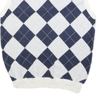 RUSSEL SIMONS Mens White & Navy Patterned Sleeveless V-Neck Basic Knit Jumper S