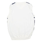 RUSSEL SIMONS Mens White & Navy Patterned Sleeveless V-Neck Basic Knit Jumper S