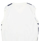 RUSSEL SIMONS Mens White & Navy Patterned Sleeveless V-Neck Basic Knit Jumper S