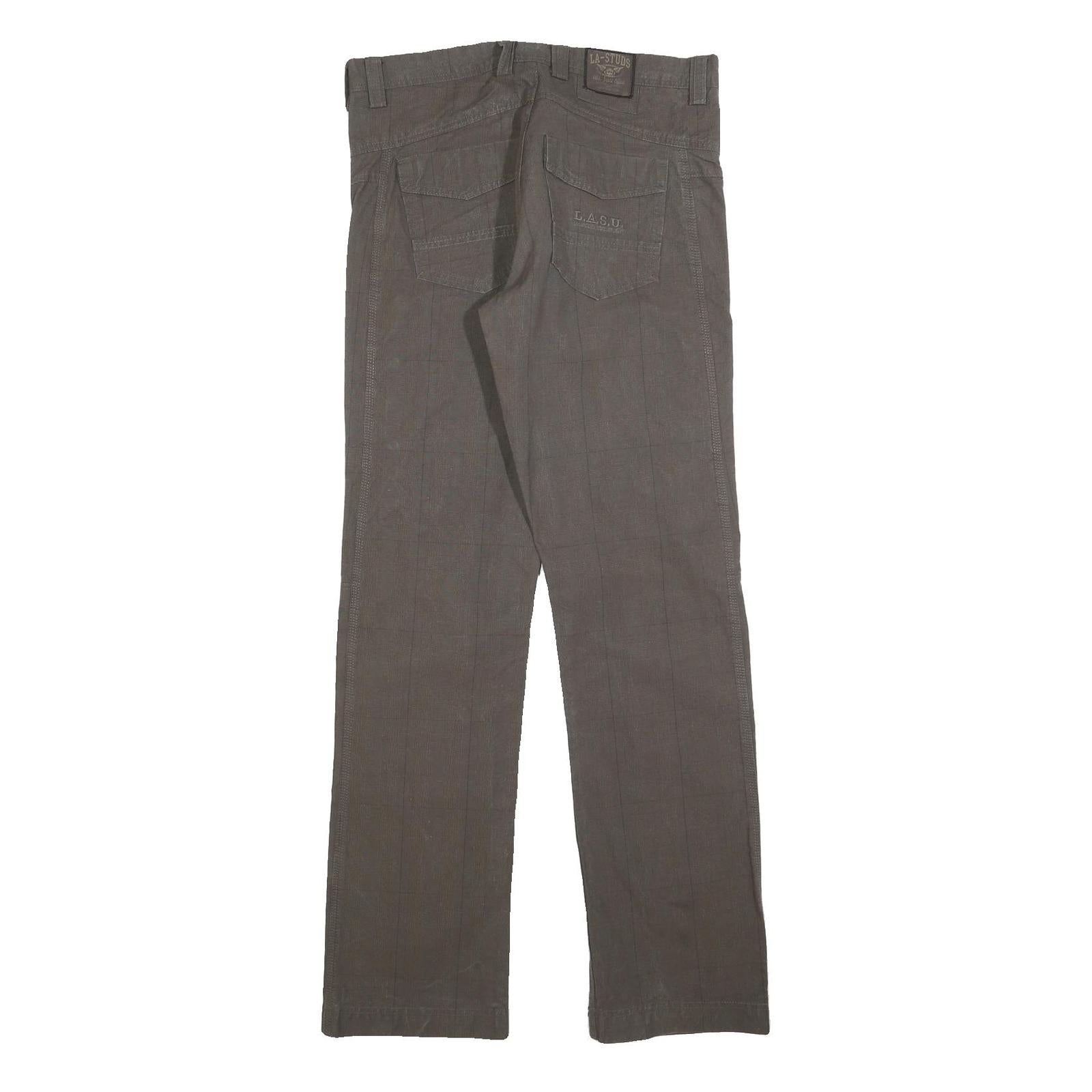 LOS ANGELES STUDIOS Womens Cotton Blend Brown Regular Straight Trousers W34 L34