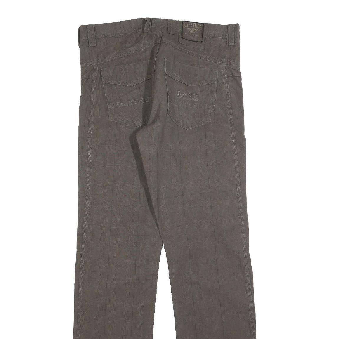 LOS ANGELES STUDIOS Womens Cotton Blend Brown Regular Straight Trousers W34 L34