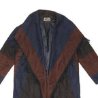 PER UNA Womens Blue Brown Black Colourblock Jacket S Polyester Blend Fringe Open