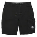 CALVIN KLEIN JEANS Mens Black Cargo Shorts S W34 Drawstring Pocket Logo