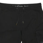 CALVIN KLEIN JEANS Mens Black Cargo Shorts S W34 Drawstring Pocket Logo