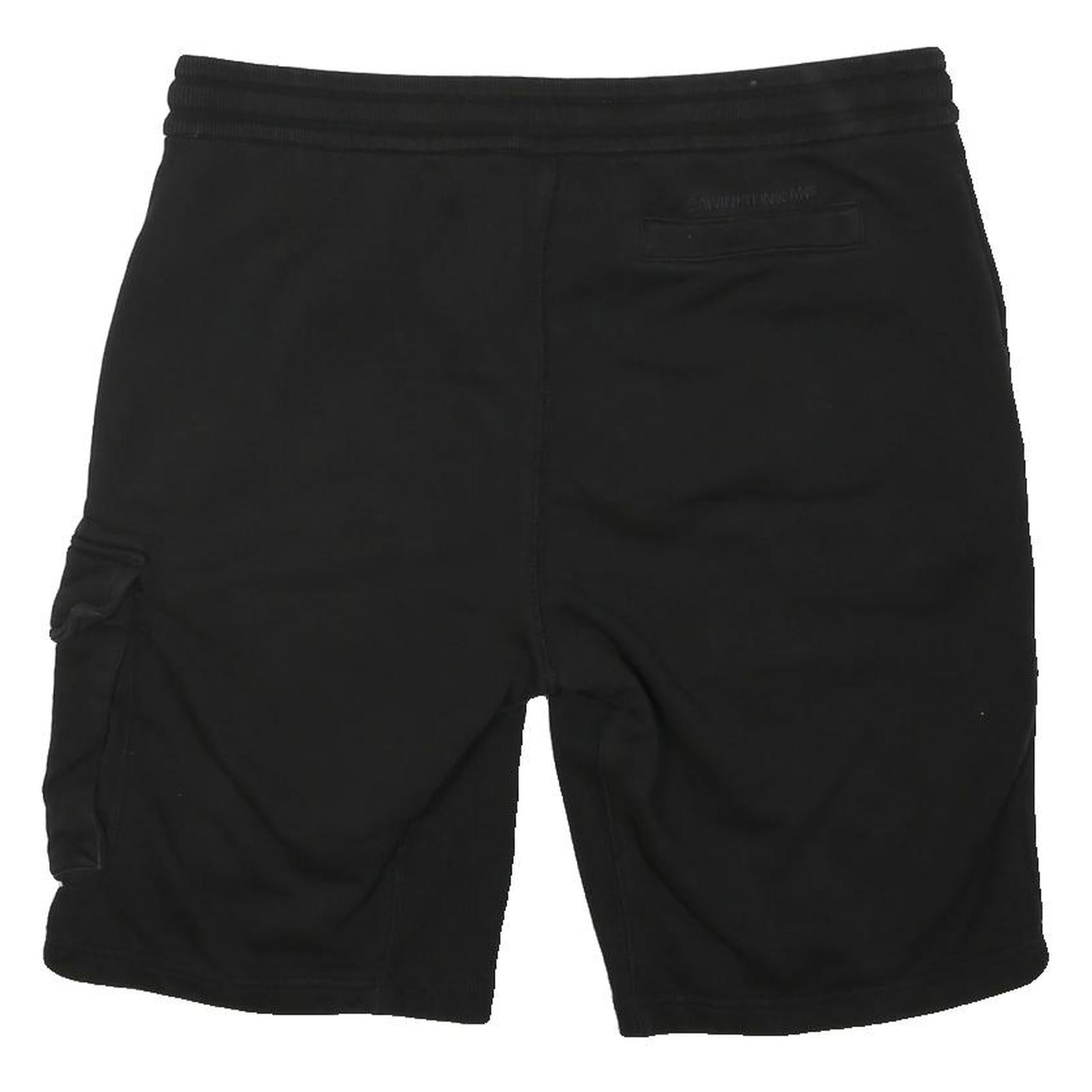 CALVIN KLEIN JEANS Mens Black Cargo Shorts S W34 Drawstring Pocket Logo