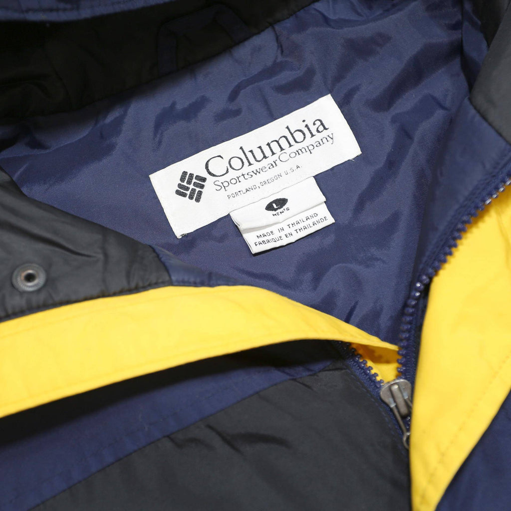 COLUMBIA Mens Blue & Black Sportswear Jacket L Polyester Zip Hooded Outdoor