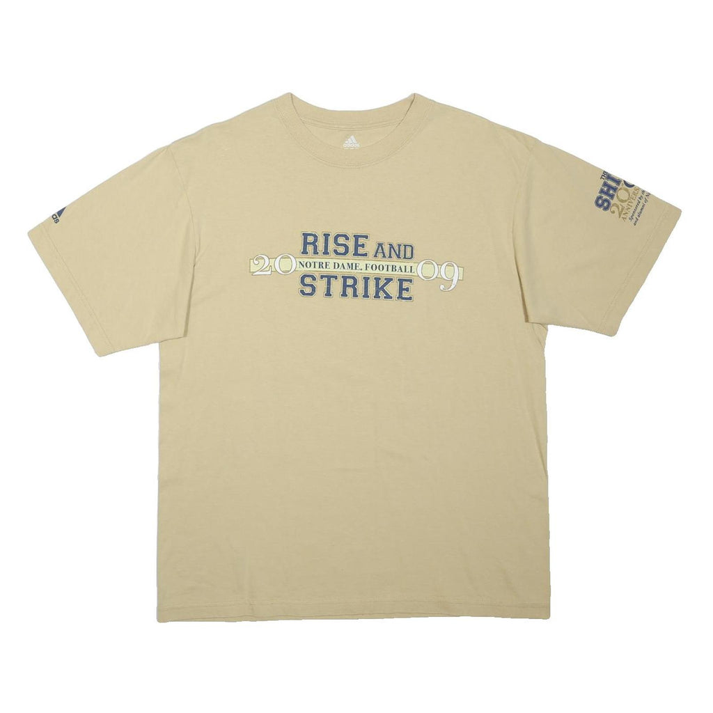 ADIDAS Mens Beige Notre Dame Football Graphic T-Shirt M Short Sleeve Crew Neck