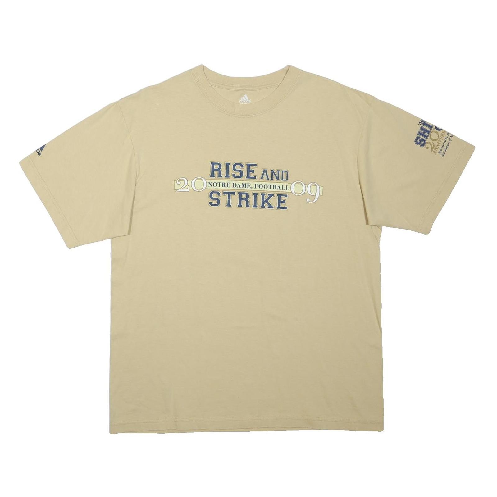 ADIDAS Mens Beige Notre Dame Football Graphic T-Shirt M Short Sleeve Crew Neck