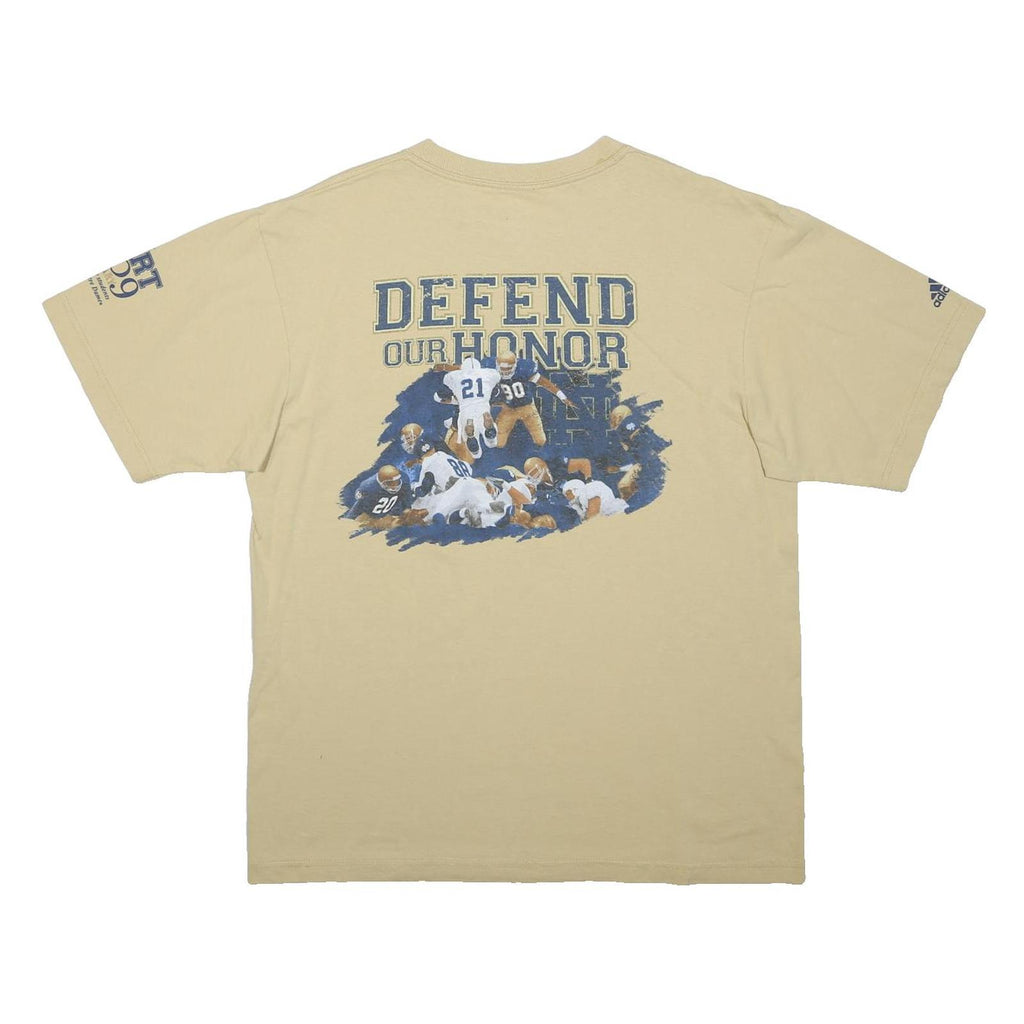ADIDAS Mens Beige Notre Dame Football Graphic T-Shirt M Short Sleeve Crew Neck