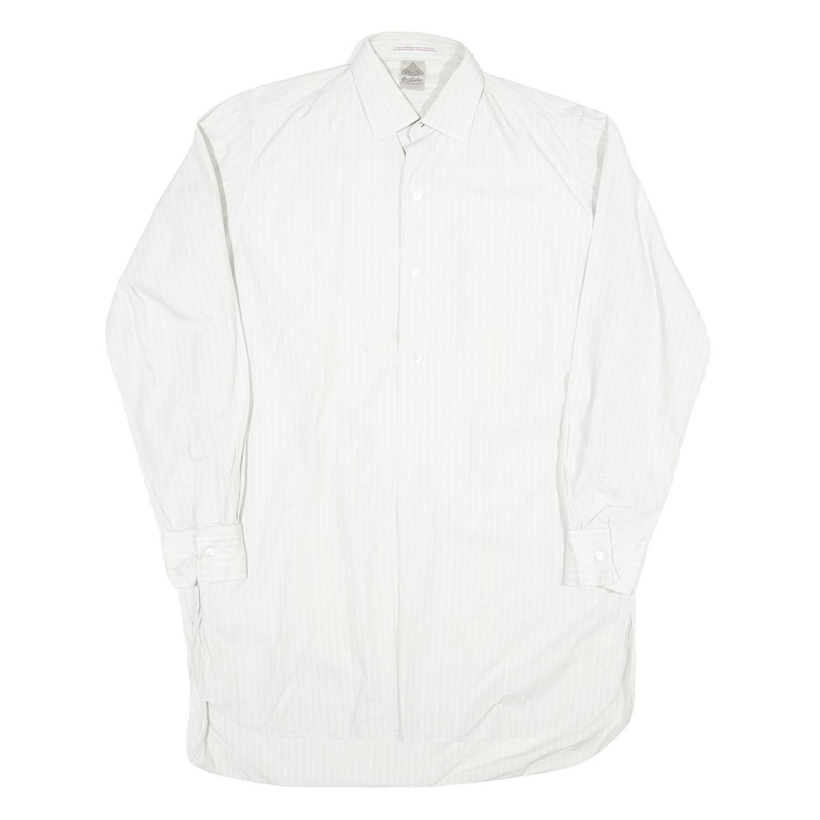 Mens White Cotton Blend Formal Shirt M Long Sleeve Button Collar Classic Fit