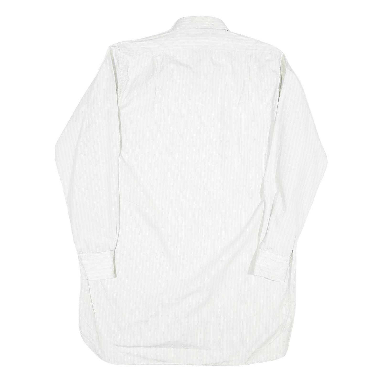 Mens White Cotton Blend Formal Shirt M Long Sleeve Button Collar Classic Fit