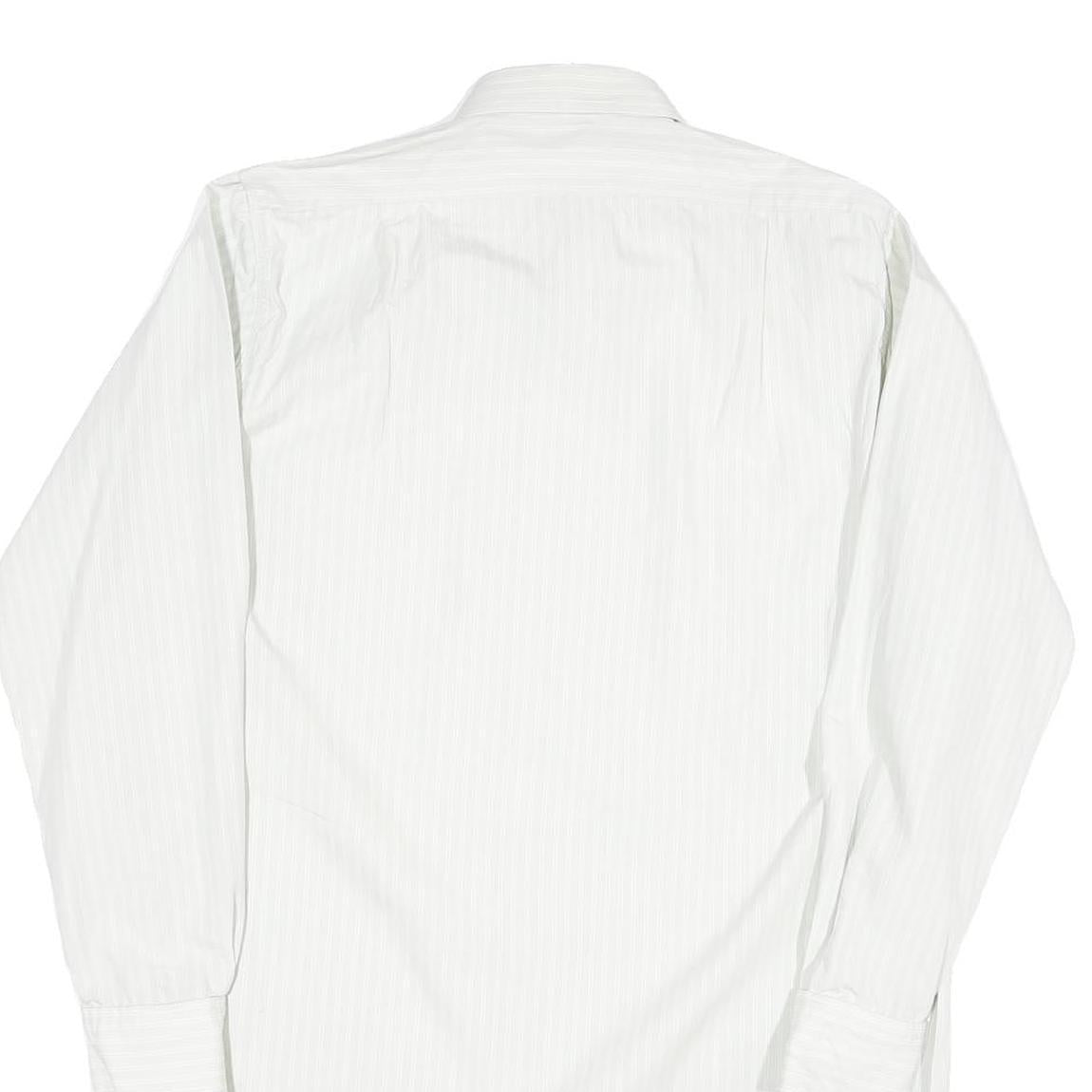 Mens White Cotton Blend Formal Shirt M Long Sleeve Button Collar Classic Fit